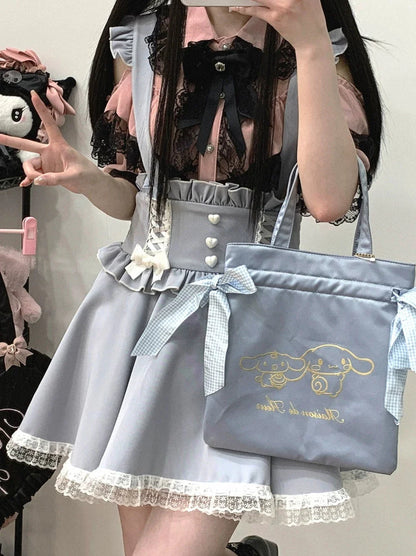 Spitzenrock mit Rüschen-Schulterriemen und Love Back