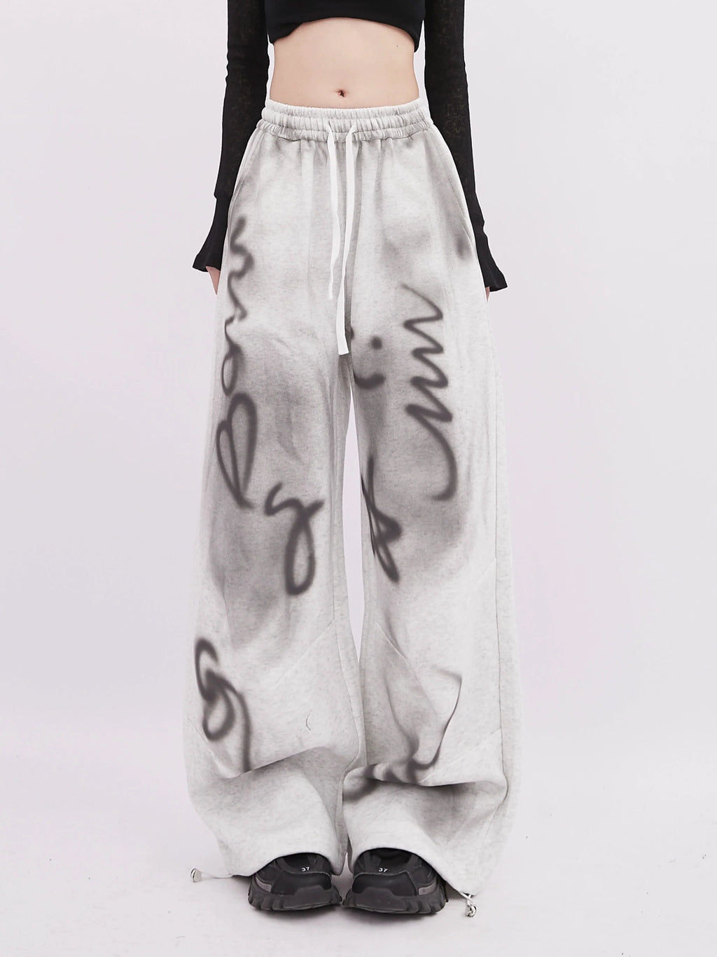 Illustration Wide Sweat Sheer Pants