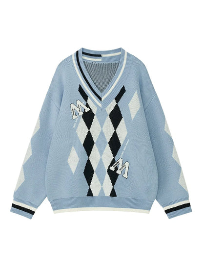 ブルーニット ルーズオーバー アーガイルカレッジ