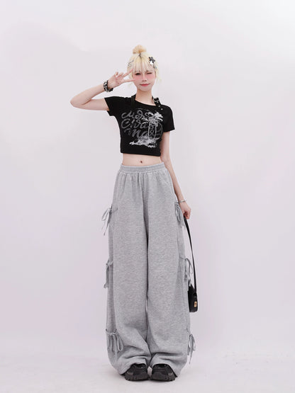 Ribbon Side Sweatpants Casual