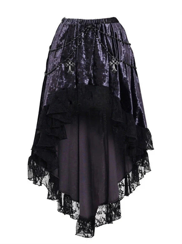 Gothic Skirt Velvet Beaded Trailing Luna Chain Lace
