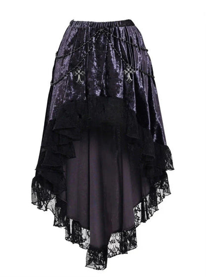Gothic Skirt Velvet Beaded Trailing Luna Chain Lace