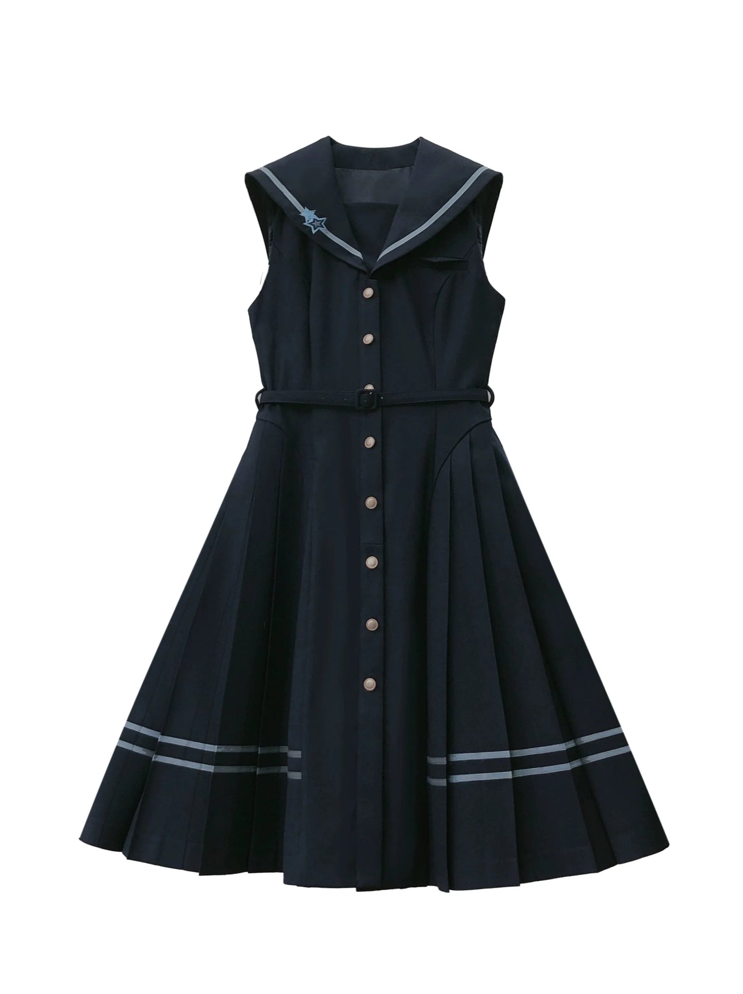 Hemdkleid Farbe + Krawatte Plissee Marine Anzug Gestreift Abzeichen Retro Magic Dress Academy