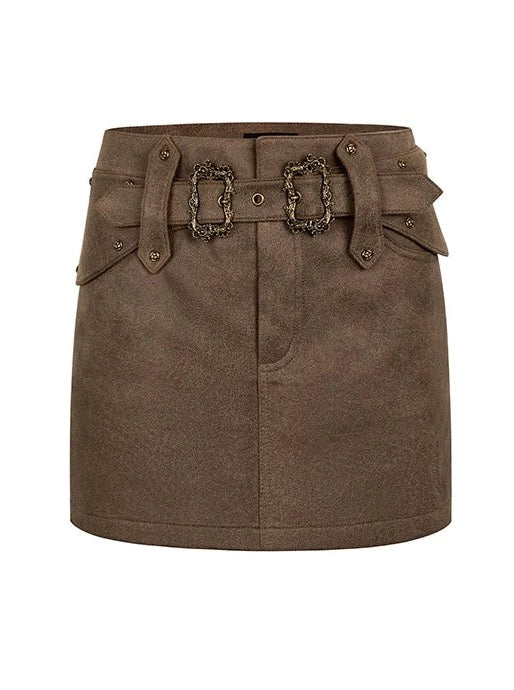 モードオークルのアシンメトリーベルトスカート