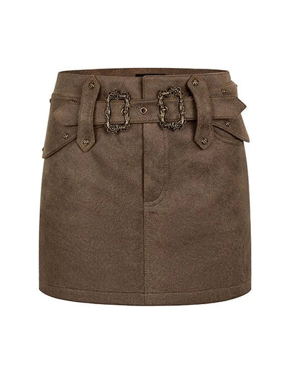 モードオークルのアシンメトリーベルトスカート