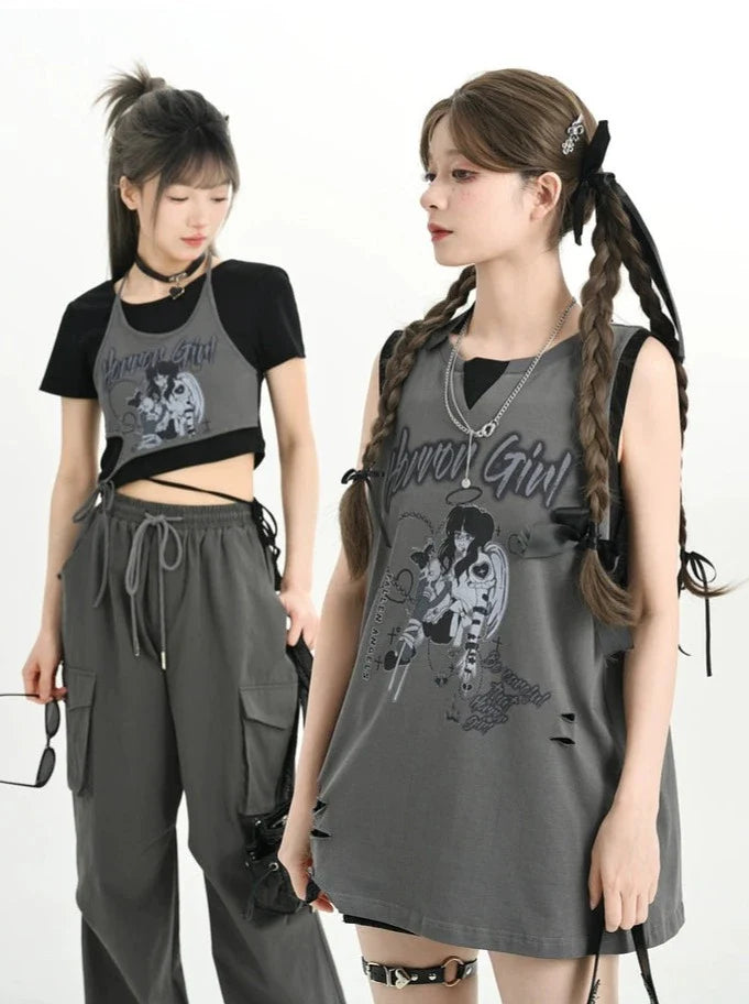 Tops Kurze Mädchen + Tops Zwillinge + Camisole Lange