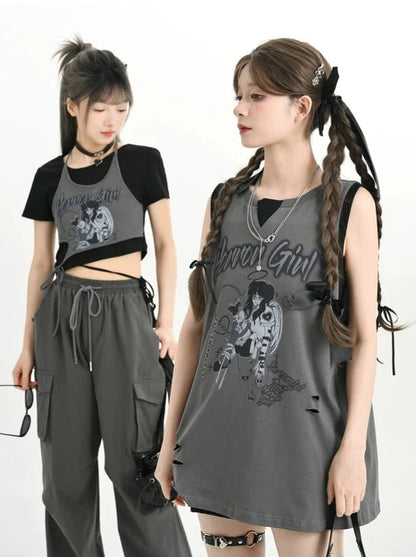 Tops Kurze Mädchen + Tops Zwillinge + Camisole Lange