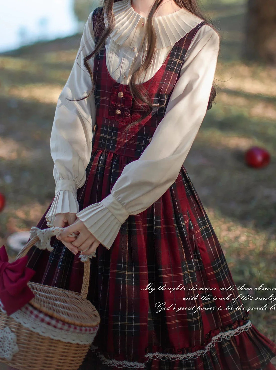 ドレス リボンカラー フード ヘッドライディング レッド リトル + スカーフ ティアード プリーツ ケープ コート チェックシャツ