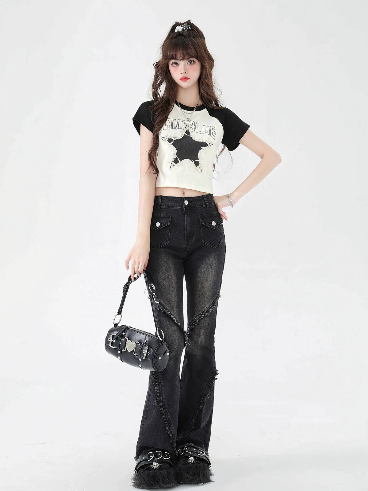 American Retro Damaged Pants Flared
