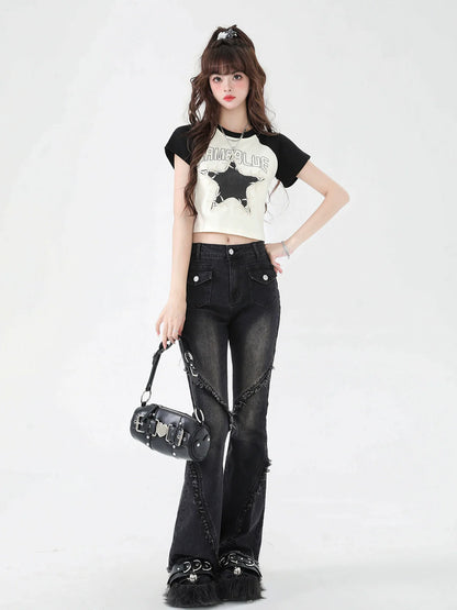 American Retro Damaged Pants Flared