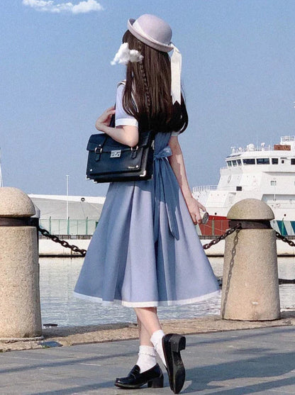 Ribbon Elegant Gray Blue Sailor Dress Tie Chamomile + Route Color