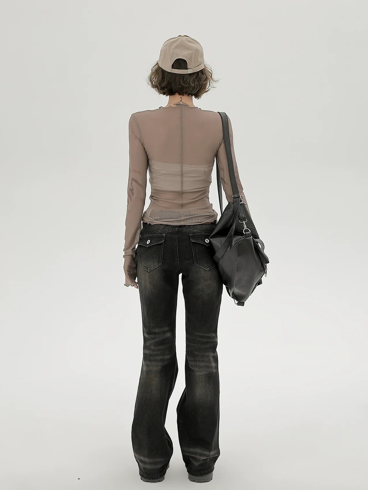 T Lang Retro Print Sheer Rüschen American