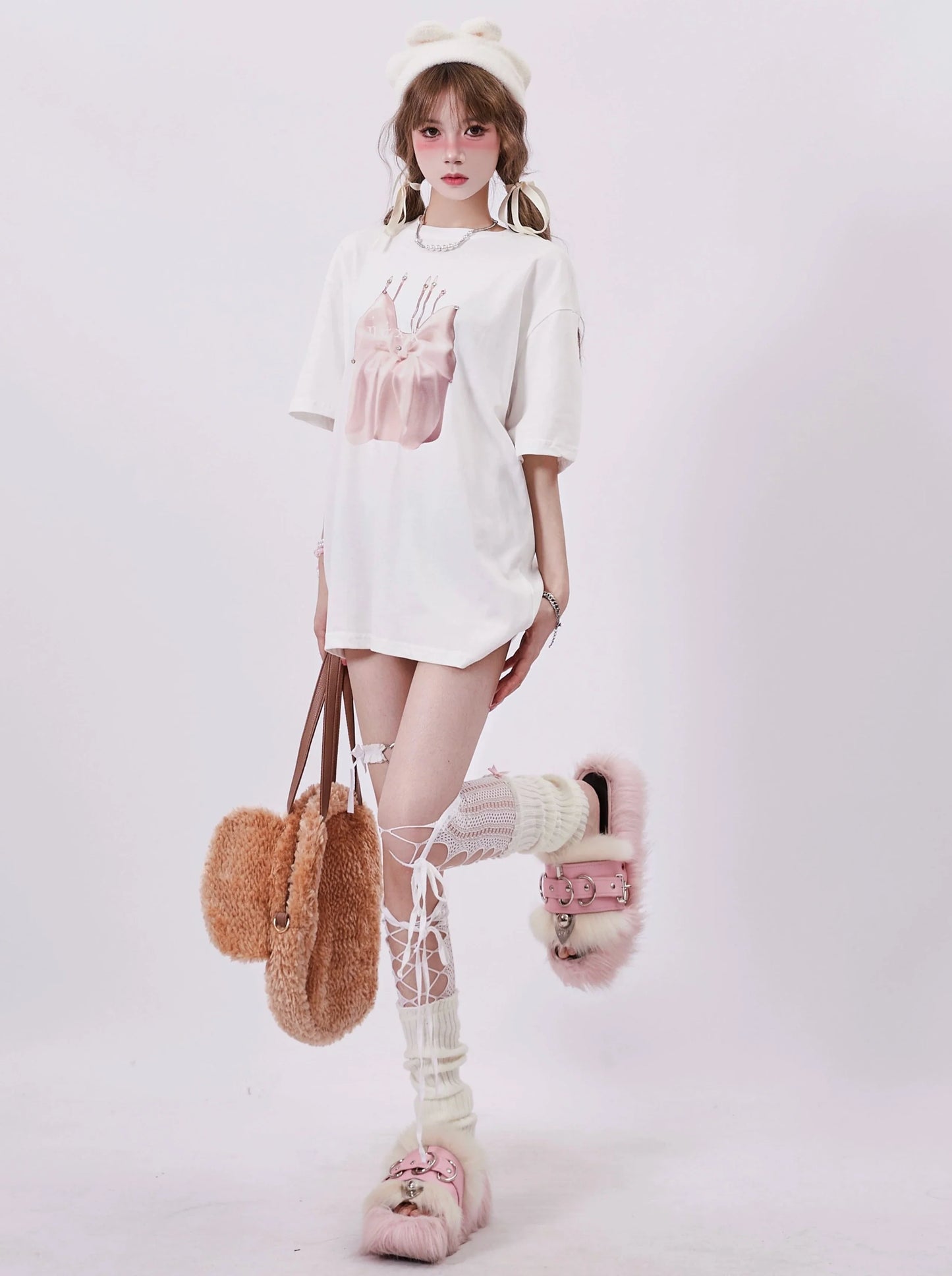 Illustrierte Bandtops Satin