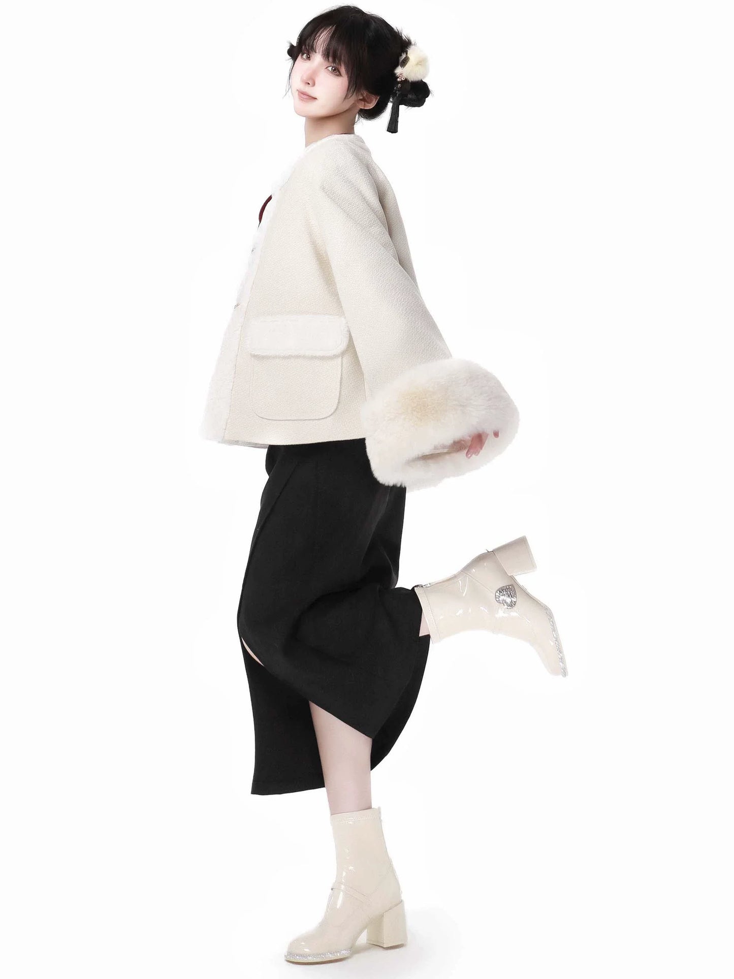 スノーフレグランス ラビットファーコート オフワードスリーブ セータースーツ