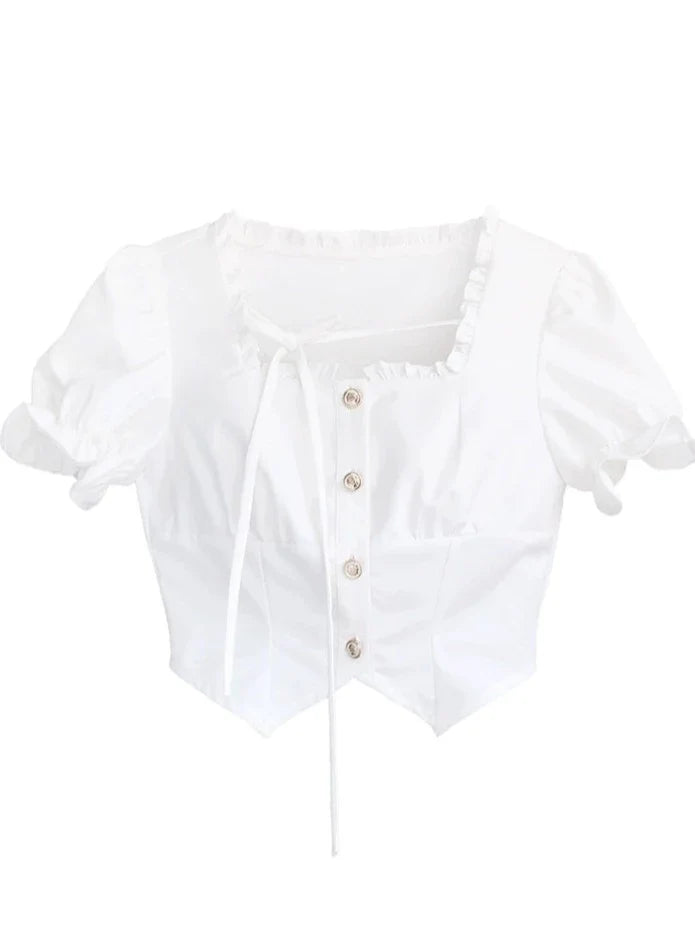 Rock, Oberteil, Ärmel, Rüschen + Puff Cake Bluse