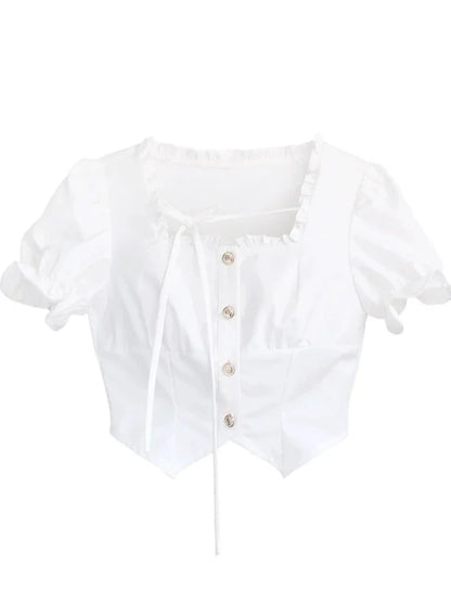 Rock, Oberteil, Ärmel, Rüschen + Puff Cake Bluse