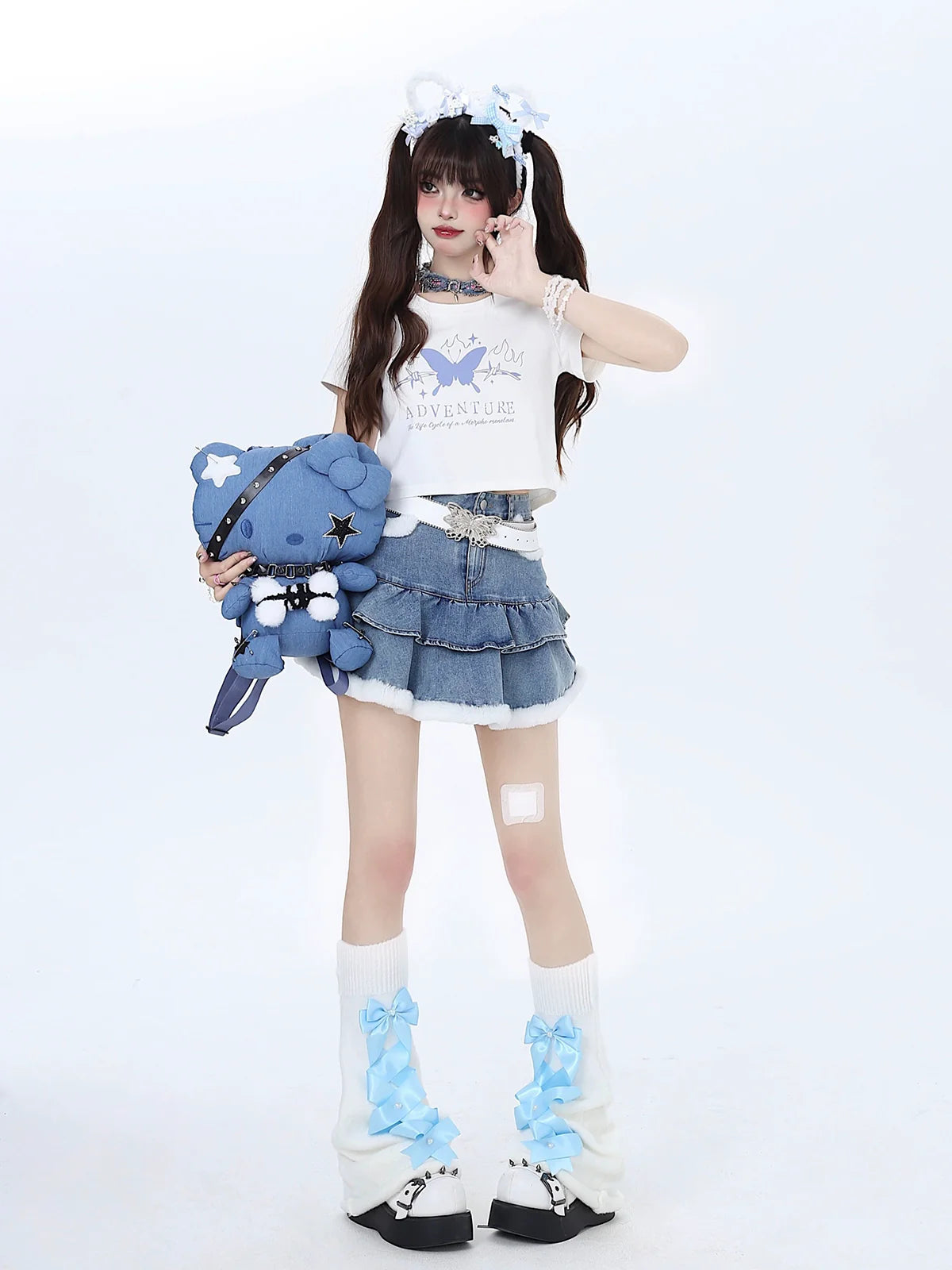 バタフライドリームTシャツ ショートスリムリボンバック