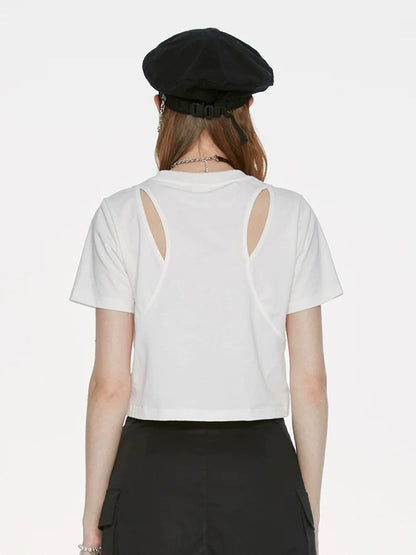 White T-Shirt Metallic Short Design