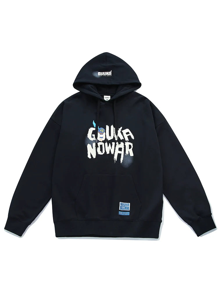 Logo Hooded Overloose Dark Hoodie