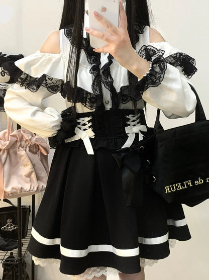 Schulterfreies Hemd mit Schleifenspitze