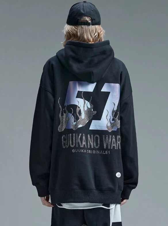 Print Diamond Hoodie Black