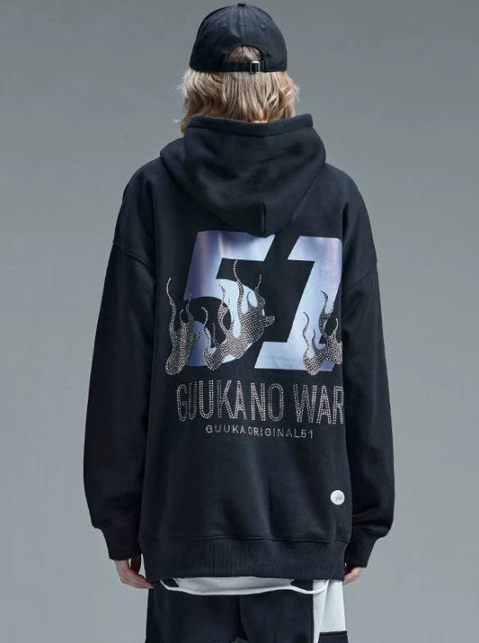 Print Diamond Hoodie Black