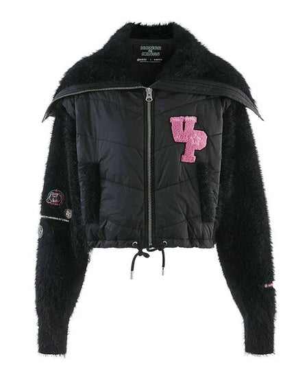 Kurze Oberbekleidung mit Pelzkragen