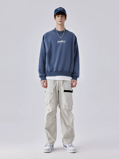 Fog Sweatshirt Unisex Hals Blau Rund