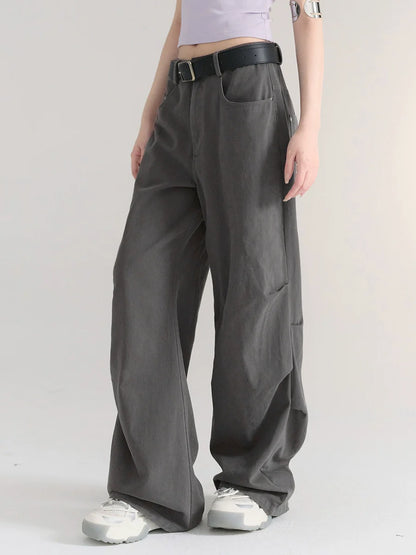 Wide Jeans Denim Straight Pants Pleated