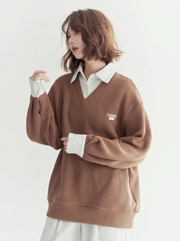 Piece Shirt Point Sweatshirt Design Two One Faux