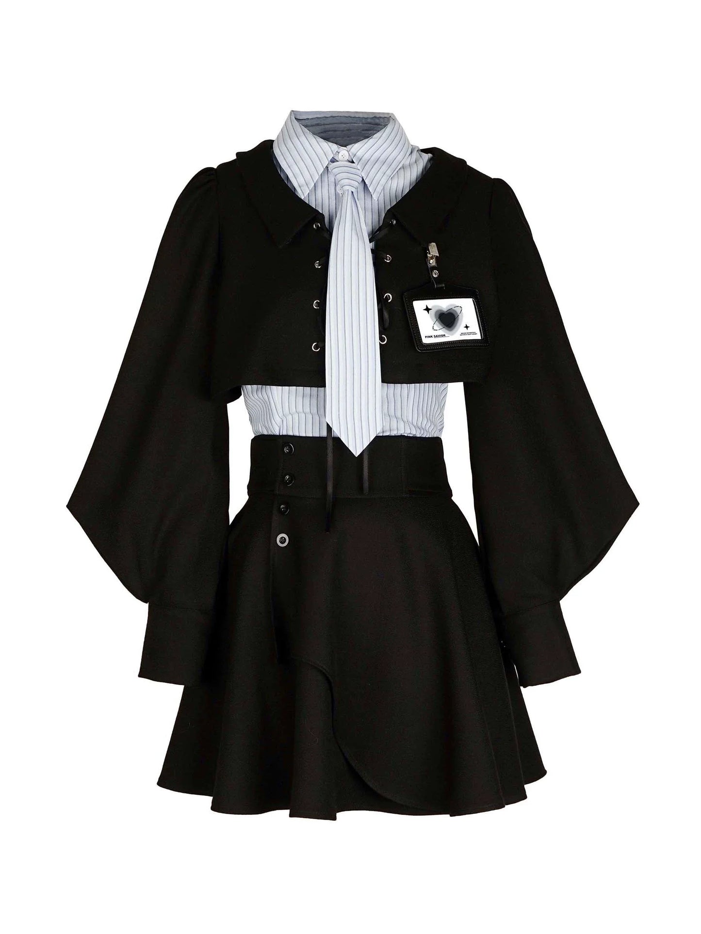 Blau-schwarz gestreifter Collegeanzug