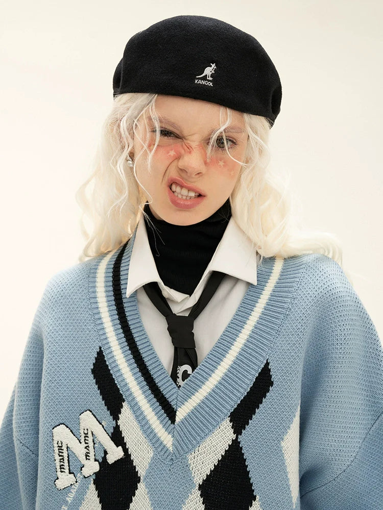 ブルーニット ルーズオーバー アーガイルカレッジ