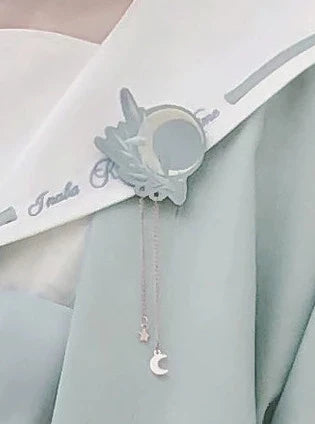 Tie Collar Puff + Sleeve Sailor Haori Tulle Dress Ribbon + Badge Overskirt