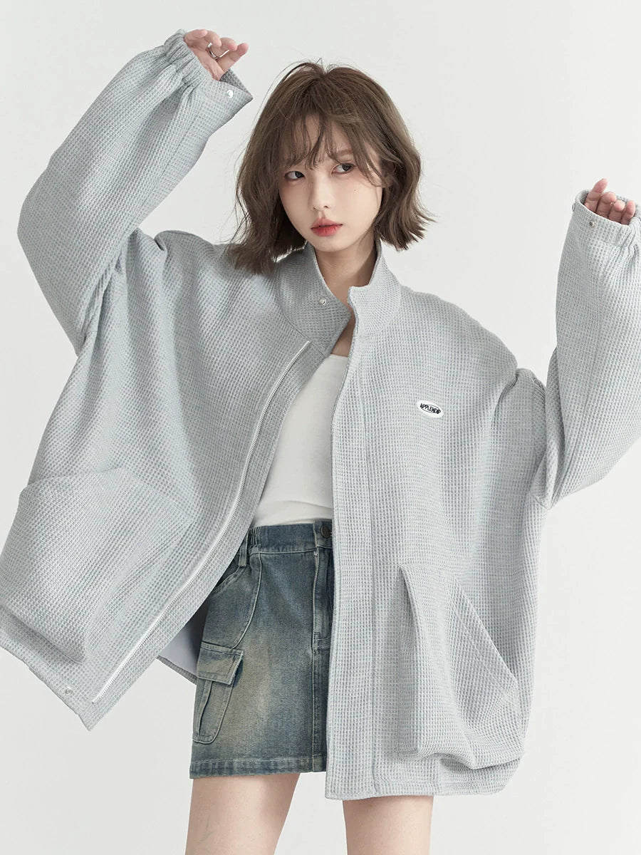 Stand Jacket Waffle Collar One Point