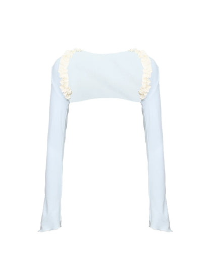 Rüschenspleiß Creme Straps Ice + Cardigan Kleid