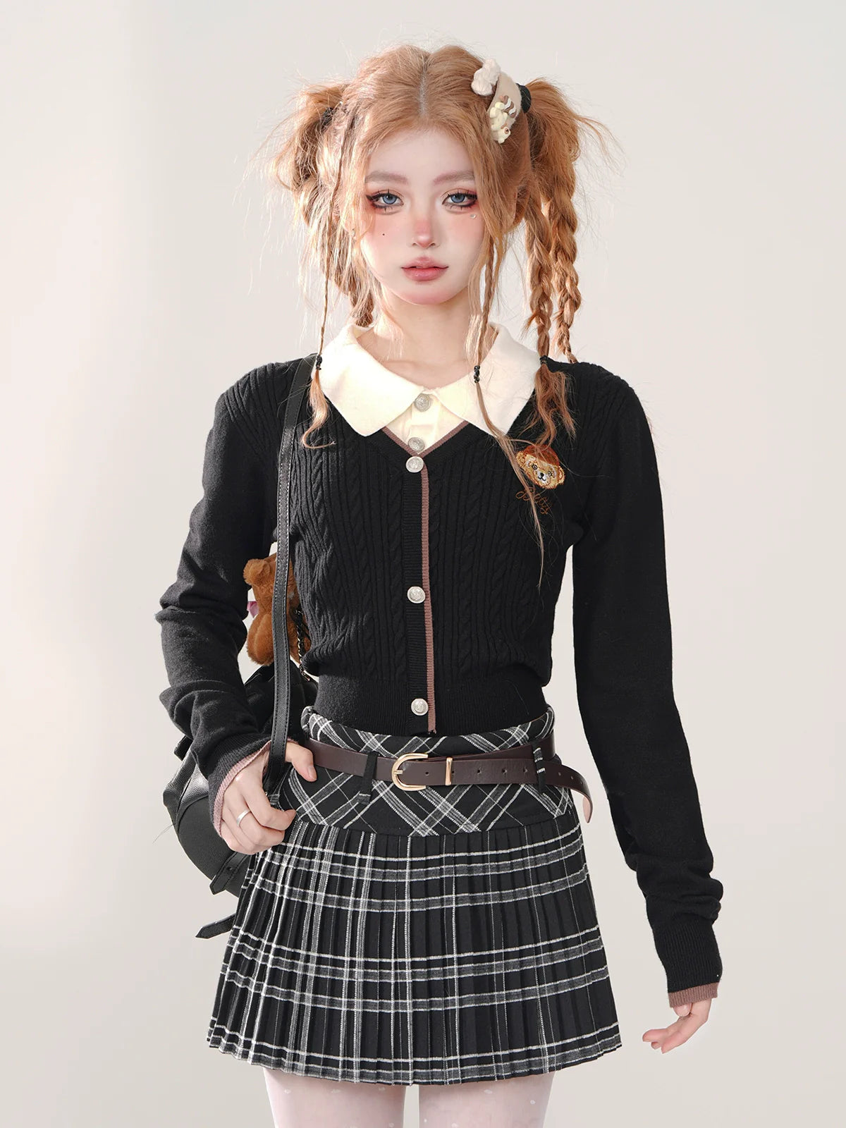 Collar Sunny Faux Polo Zweiteiliger Strick-College-Bär