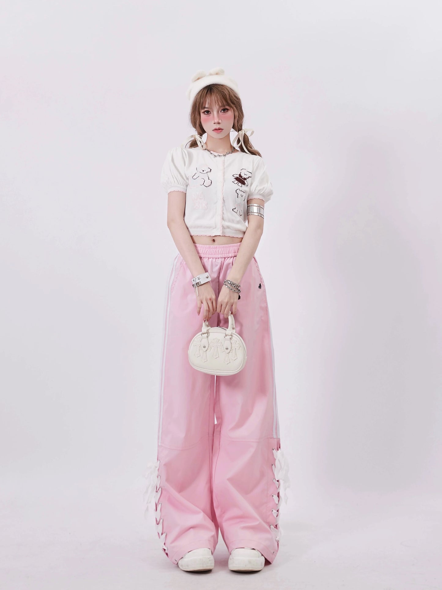 Freizeithose Weit Rosa Süß