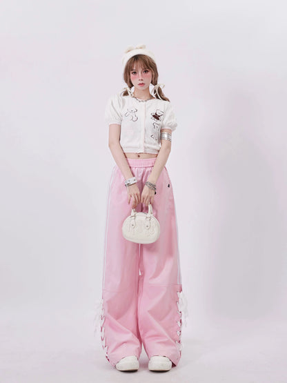 Freizeithose Weit Rosa Süß