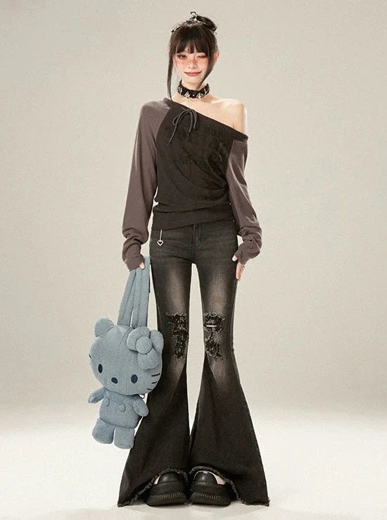 ダメージデニムフレア