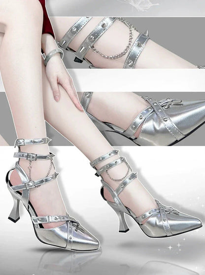 Punk High Toe Heels Gothic Pointed