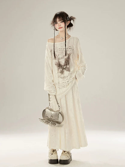 Rock Butterfly Anzug Bluse Style Waystrand Print + Top Swing