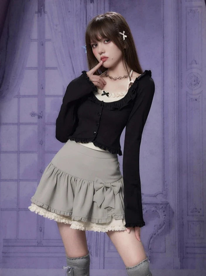 スリットフリルリボンスカート