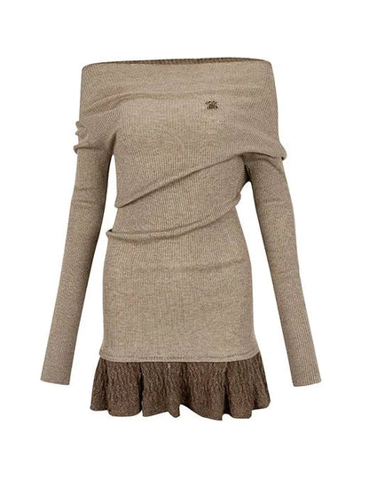 Reversible Fur Leather Coat + Ruffle Off-Shoulder Dress