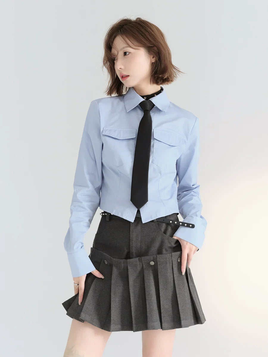Pleated Wool Skirt College