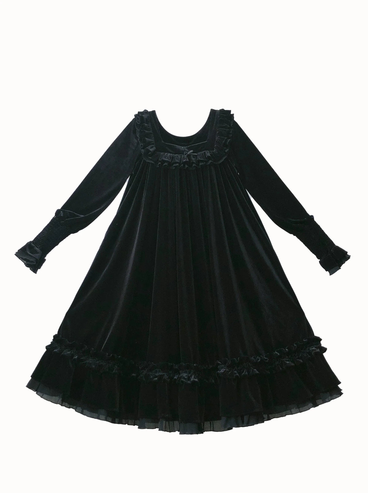 Kragen Schwarzer Gürtel Elegantes Retro + Französisches Schwanenbandkleid Quadrat + Samt