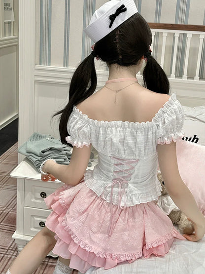 Süßes Rock-Kuchen-kleines schulterfreies Top + Schleife