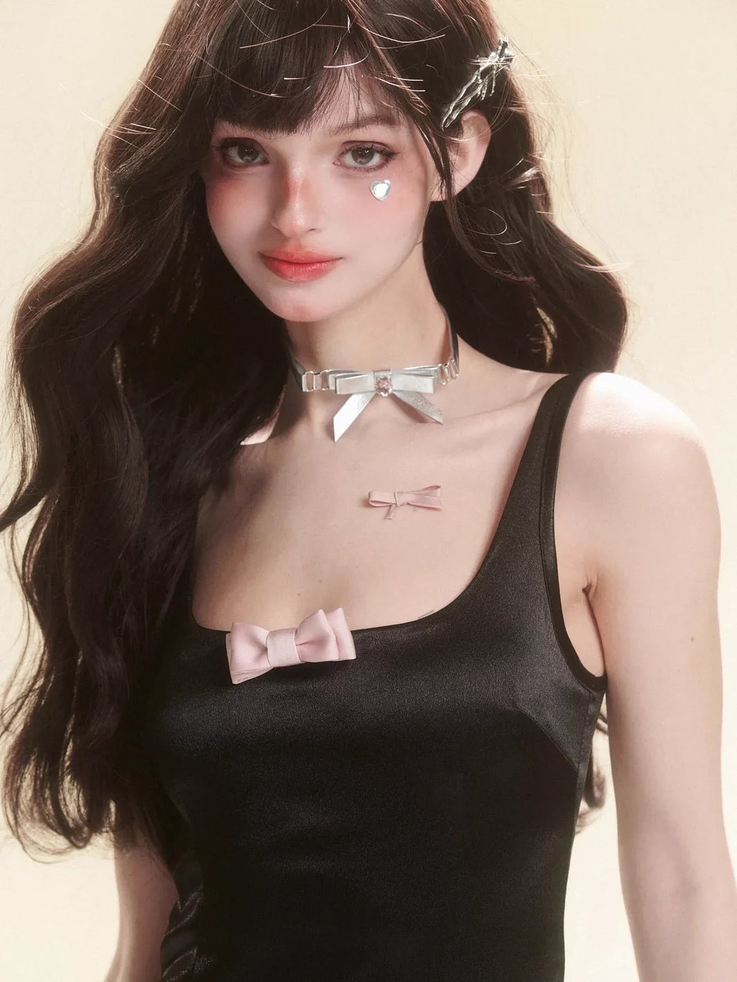 リボンサスペンダードレス リトルスカート