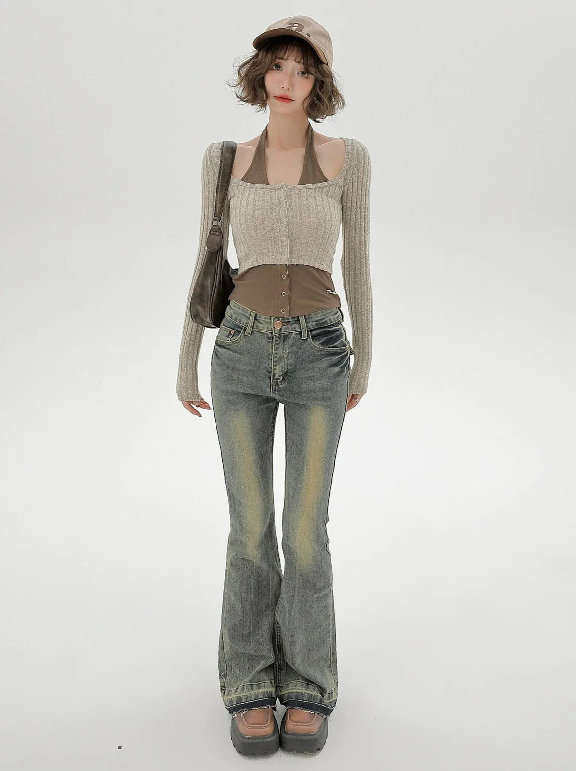 ネックレトロピースフェイクスリムトップツーアメリカンホルター