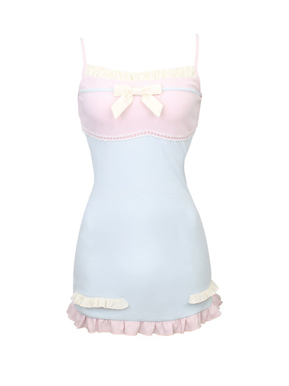 Rüschenspleiß Creme Straps Ice + Cardigan Kleid