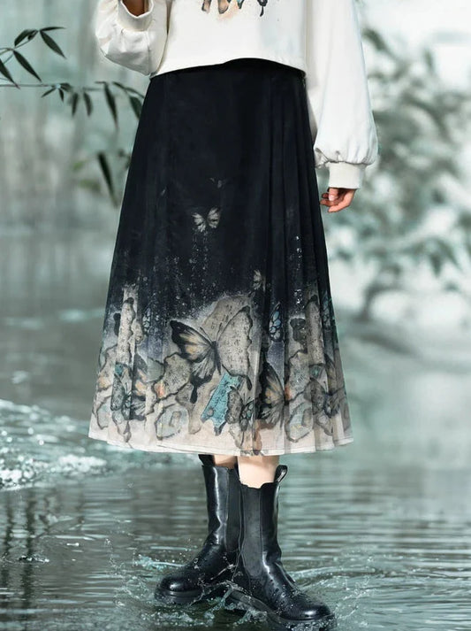 Kurze/lange Cropped-Sneakers China Butterfly Retro + Plisseerock